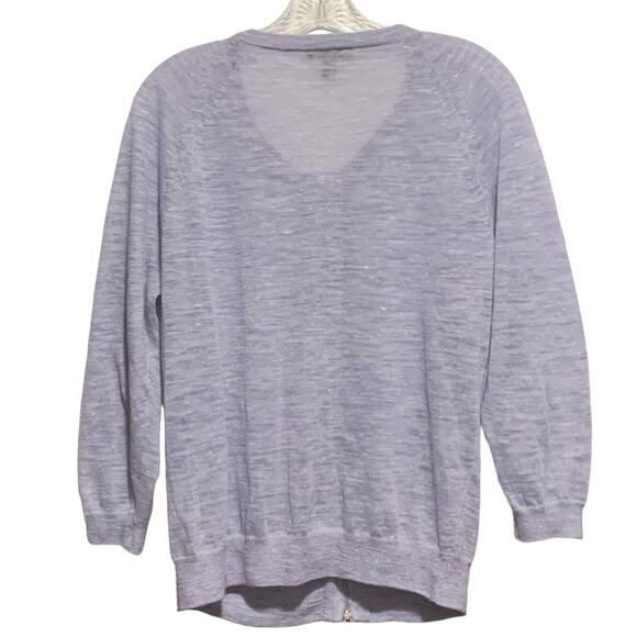 Women's J. CREW Size S Dual Zip Front Linen Blend Cardigan Sweater Lightweight - Picture 8 of 8